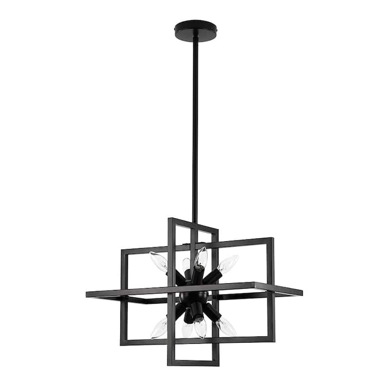 Industrial 8-Light Metal Geometric Sputnik Chandelier 