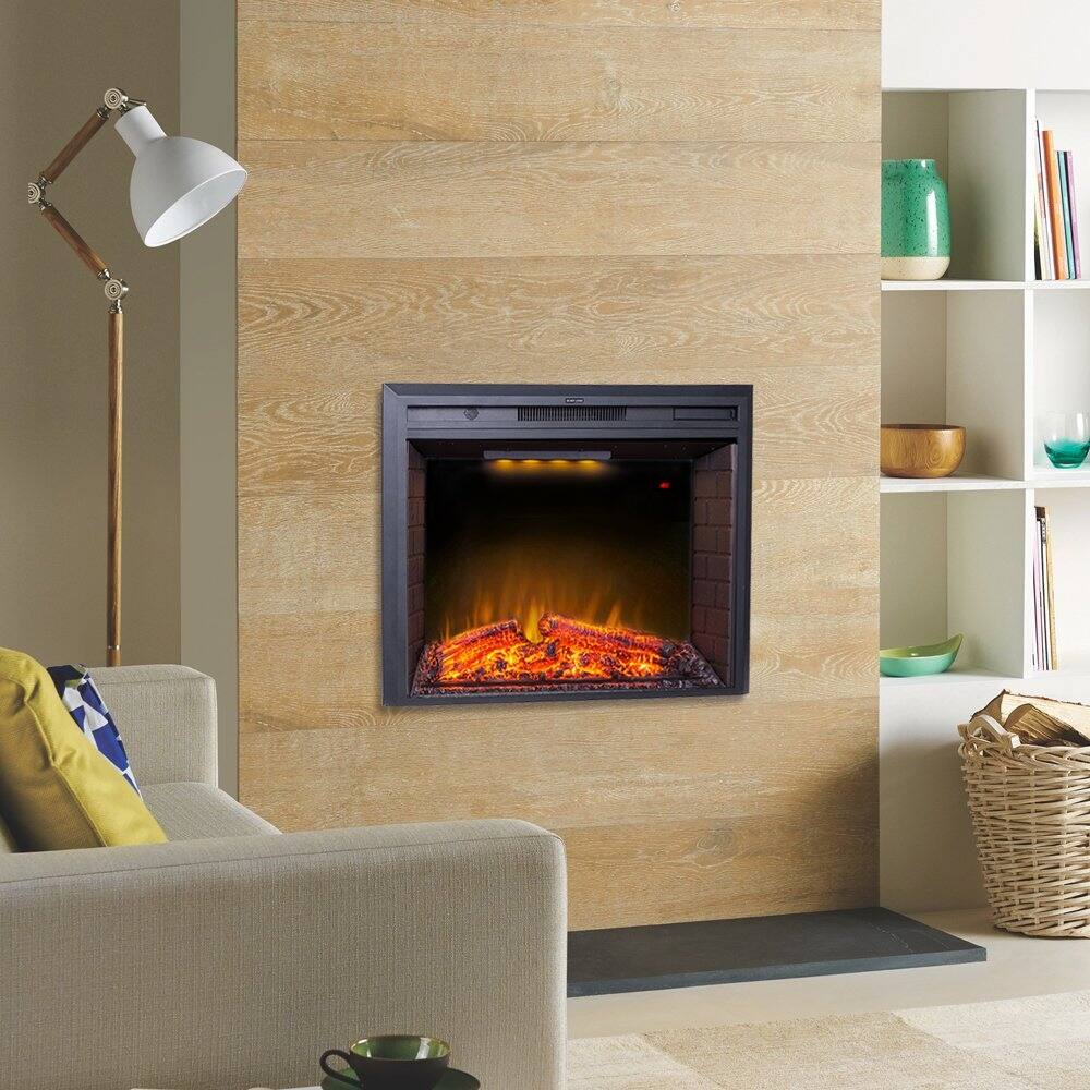 Electric Fireplace Heater with Log set & Realistic Flame