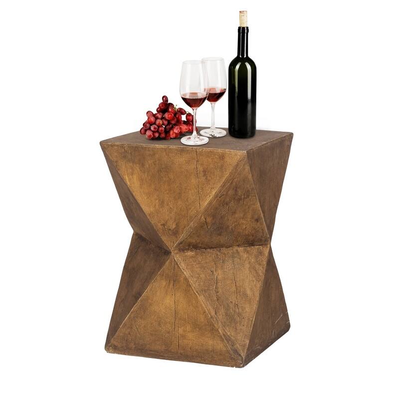 Adeco Concrete Accent Table Modern Outdoor Side Table