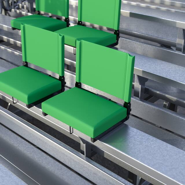 2 Pack 500 lb. Rated Lightweight Stadium Chair-Handle-Padded Seat - Bright Green