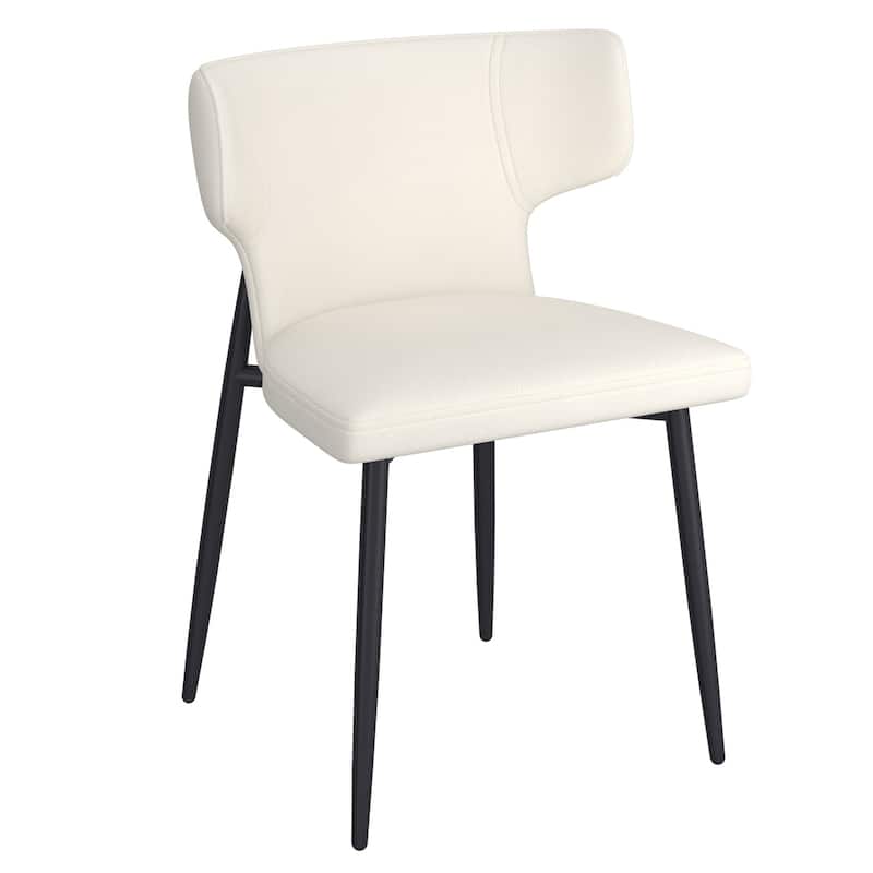 Contemporary Fabric and Metal Dining Chair, Set of 2 - Beige