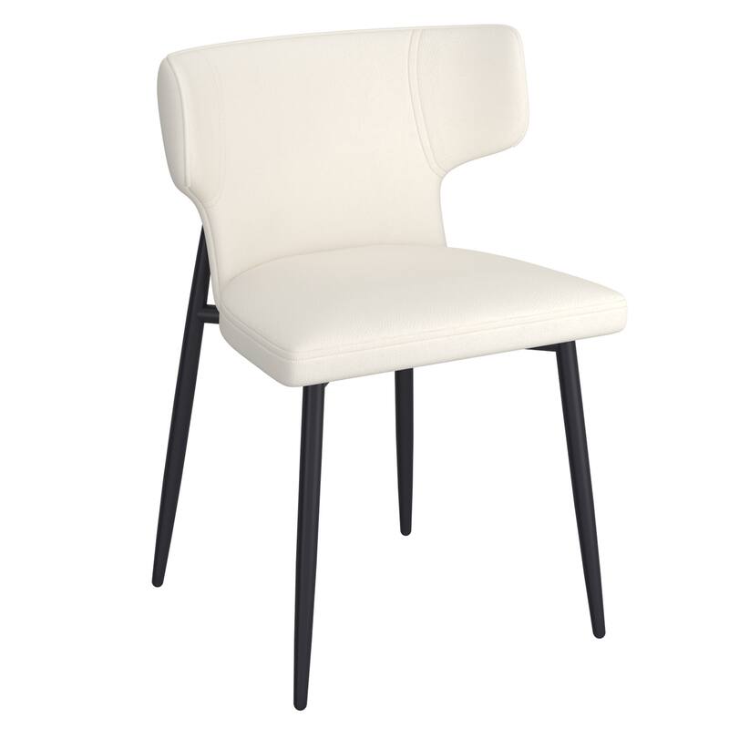 Contemporary Faux Leather and Metal Dining Chair, Set of 4 - Beige