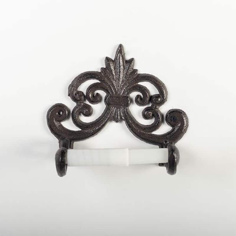 Scrolled Cast Iron Toilet Paper Holder - Brown