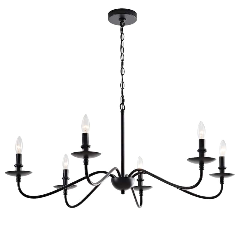 Mario Rustic 6-Light Black Metal Chandelier - 38 inches in diameter x 18 inches H