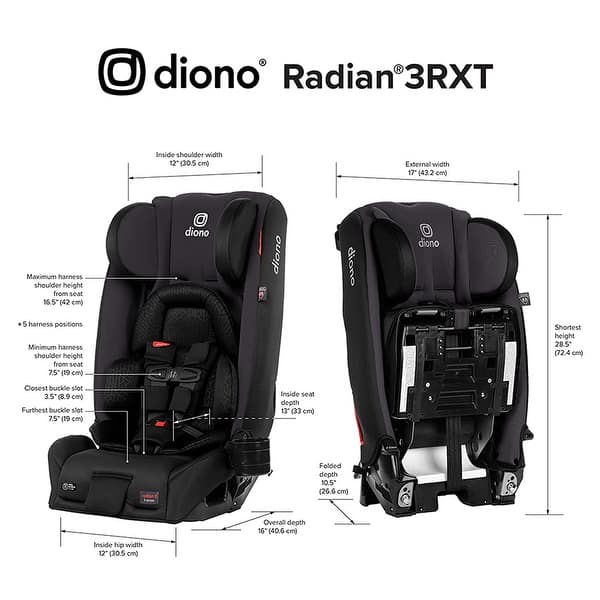 Diono Radian 3RXT Slim Fit Steel Core 4 in 1 Convertible Car Seat, Gray Slate - 28.10