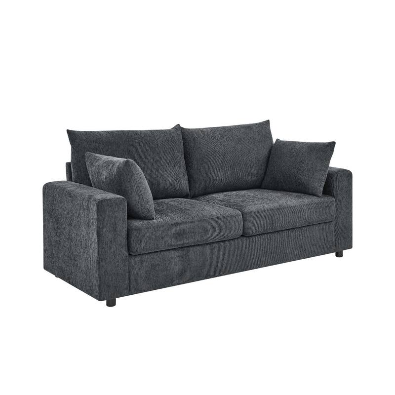 78" Modern Upholstered 2-seater Sofa with 2 Throw Pillows