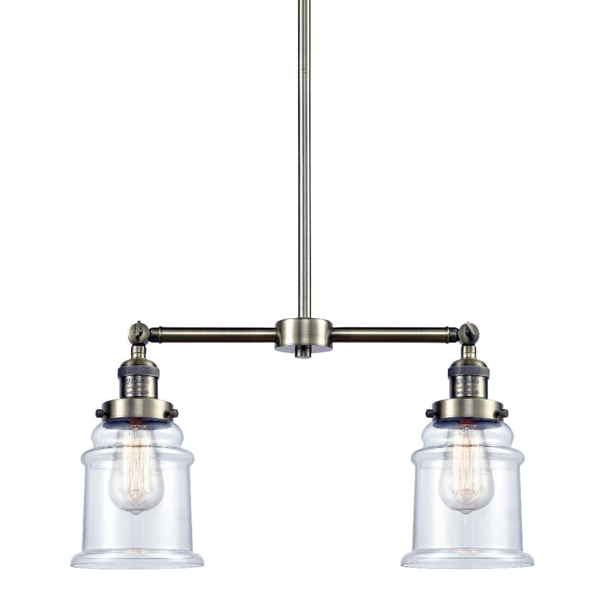 Innovations Lighting 209 Canton  Canton 2 Light 21" Wide Linear Chandelier - (Antique Brass / Clear) - Chandeliers For Bedrooms by Overstock.com