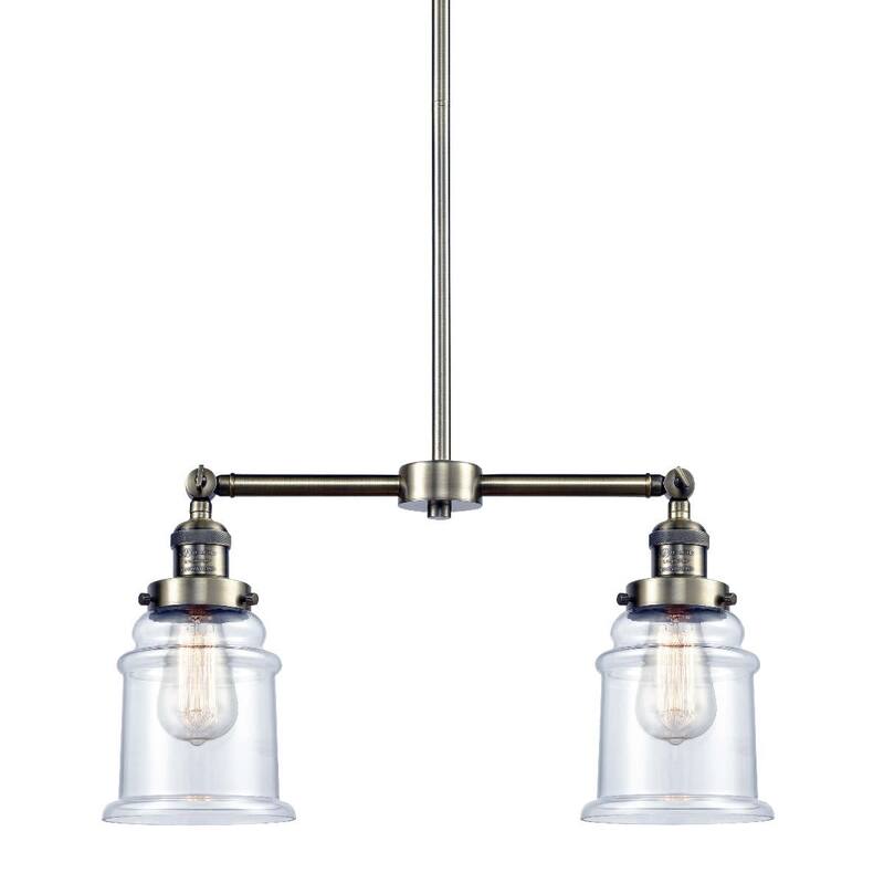 Innovations Lighting Canton 2 Light 21" Wide Linear Chandelier - Antique Brass / Clear