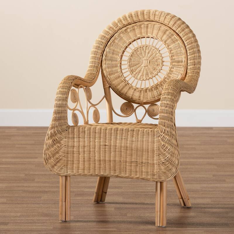 Putri Modern Bohemian Natural Rattan Arm Chair