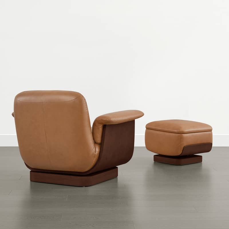 Spruce & Spring Modern Rounded Swivel Accent Chair & Storage Ottoman Set Living Room Set