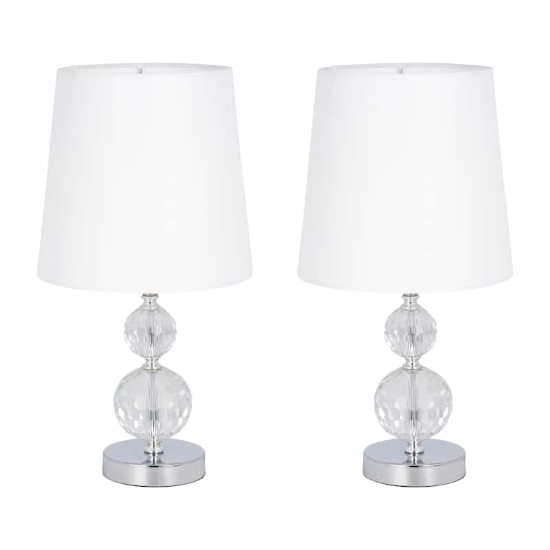 Sagebrook Home Modern Set Of 2 Crystal 19" Faceted Table Lamp, Silver, Orb - 10" x 10" x 19"