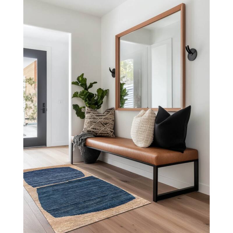 ECARPETGALLERY Hand-knotted Pak Finest Gabbeh Dark Blue Wool Rug - 4'11 x 6'10