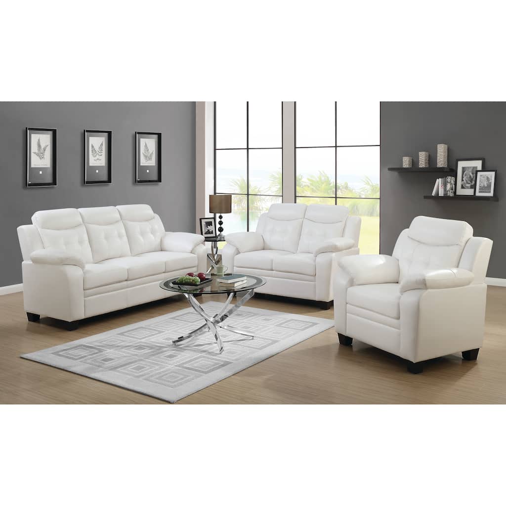 Finley Upholstered Padded Arm Tufted Sofa Set