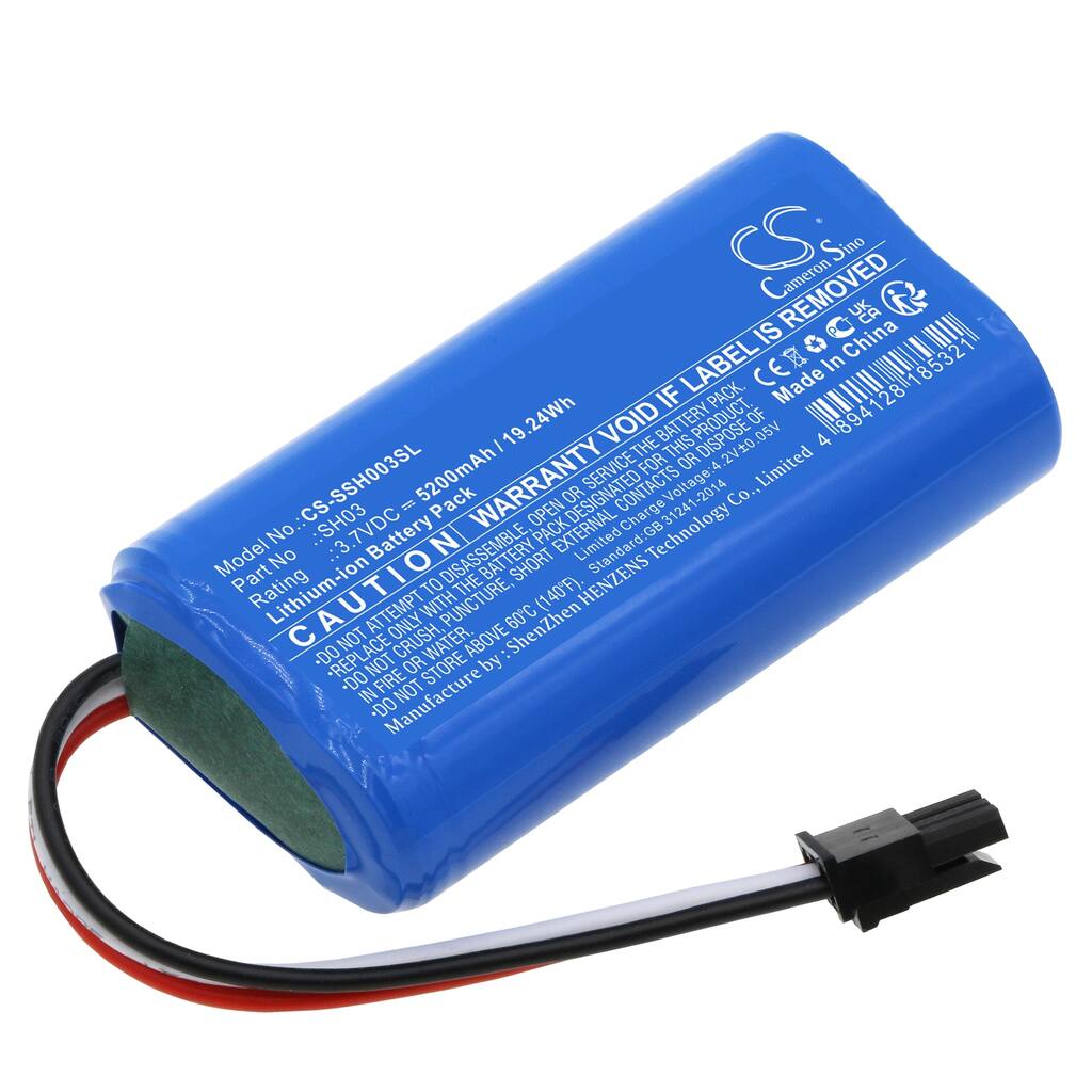 Battery for Simplehuman Mirror SH1S2P SH03 CS-SSH003SL 3.7v 5200mAh Li-ion - Blue