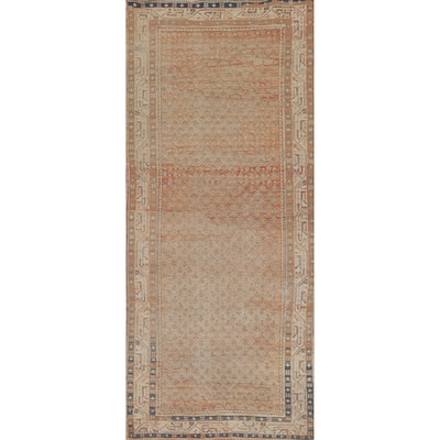 All-Over Botemir Persian Vintage Runner Rug Hand-Knotted Wool Carpet - 3'5" x 9'5"