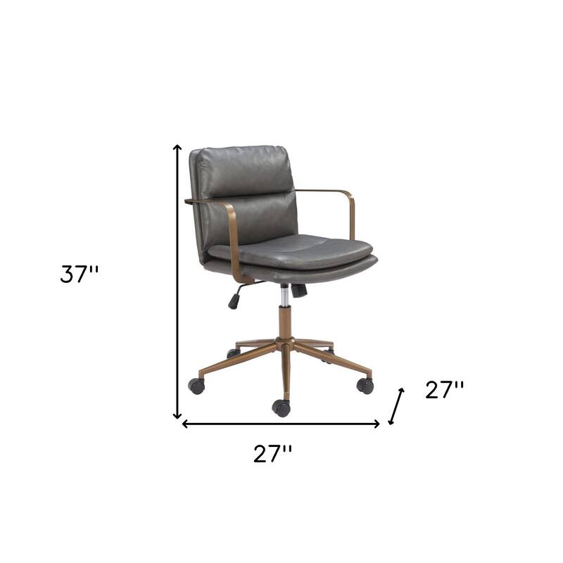 Dark Gray and Bronze Adjustable Height Swivel Rolling Office Chair
