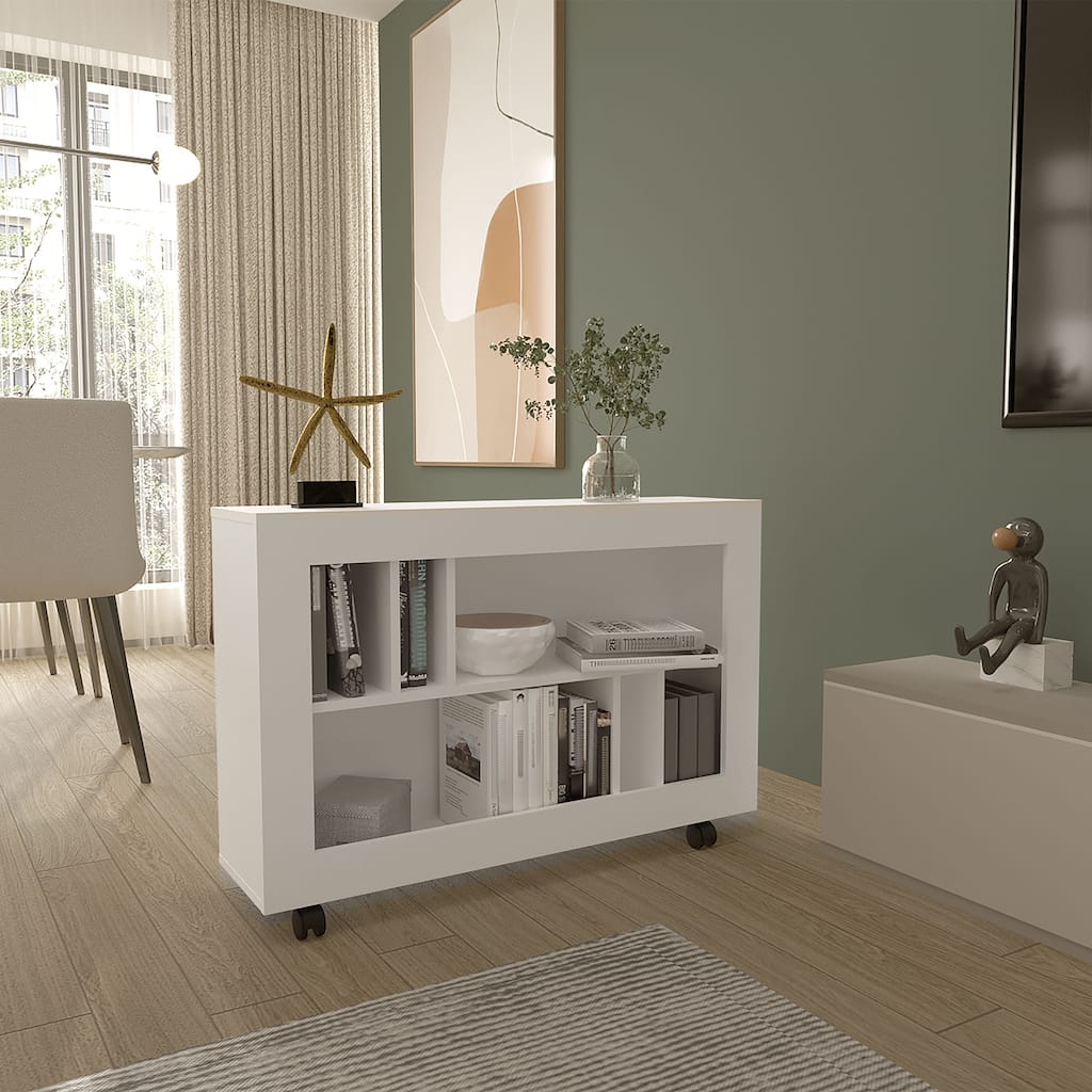 Console Table cart, 5 Shelves, 4 Casters