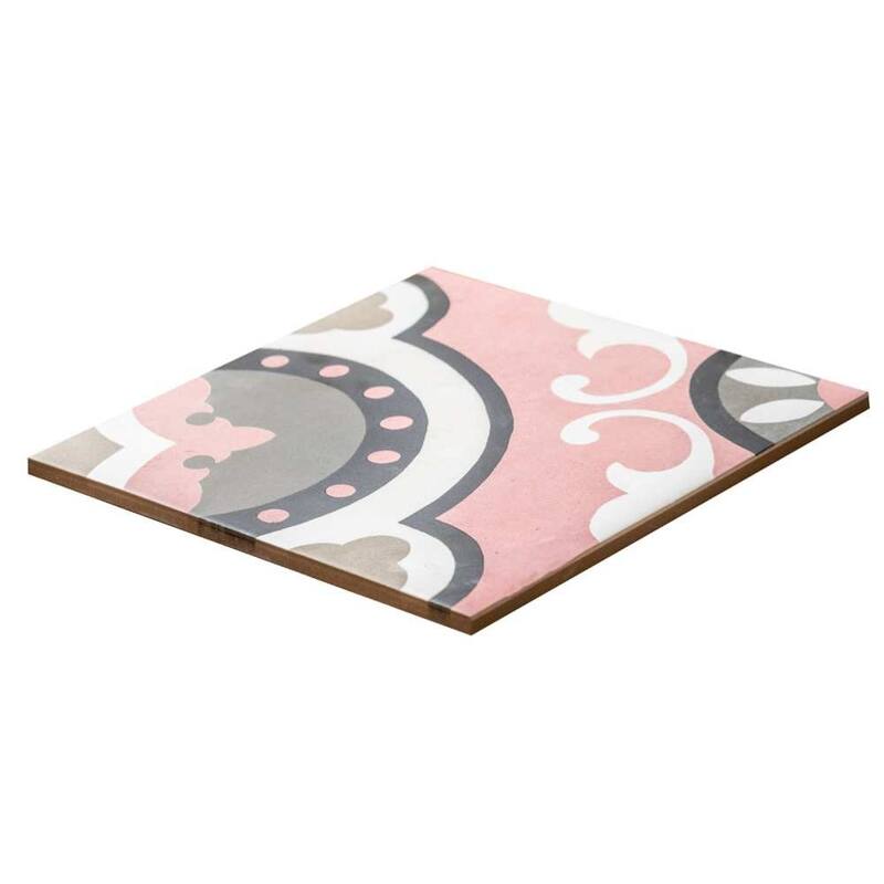 Art Deco 8x8 Rose Pink Matte Porcelain Encaustic Tile - Floor & Wall