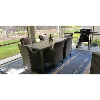 Havenside Home Stillwater Grey Indoor/Outdoor 7-piece Rectangle Dining Set with Grey Cushions