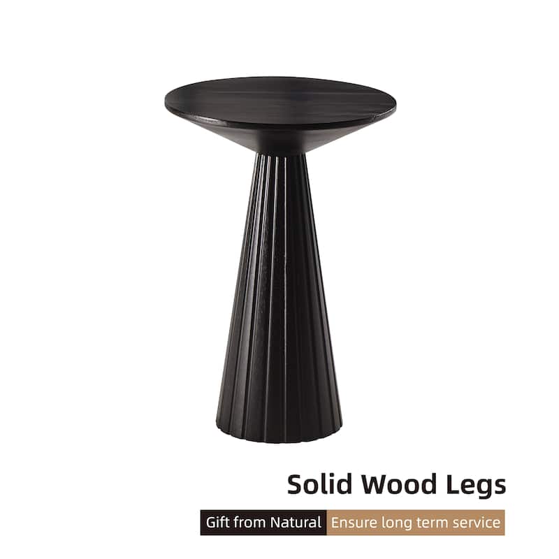 COZAYH Farmhouse Pedestal End Table, Round Martini Table Wood Plant Stand Rustic Small Drink Table for Living Room, Bedroom