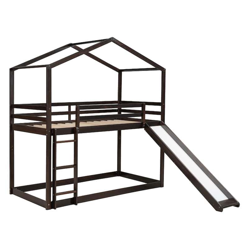Bunk Bed with Roof, Slide and Ladder