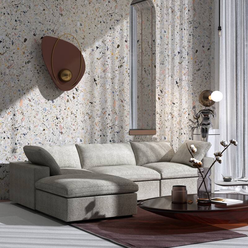 Minimalist Modern Upholstered Sofa Down Filled Sectional Modular Couch Cloud Sofa.