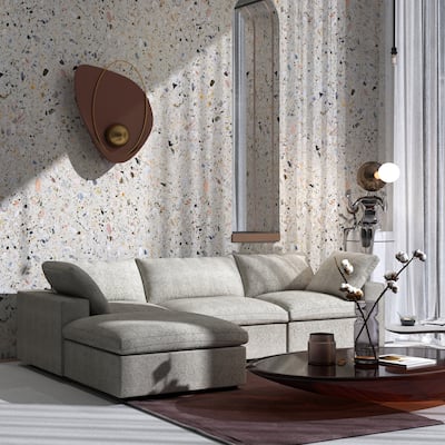 Minimalist Modern Upholstered Sofa Down Filled Sectional Modular Couch Cloud Sofa.