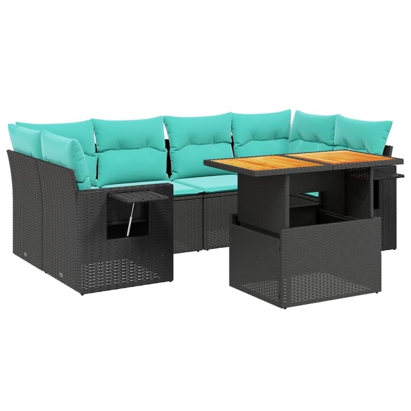 vidaXL Patio Sofa Set with Cushions Outdoor Furniture 7 Piece Poly Rattan