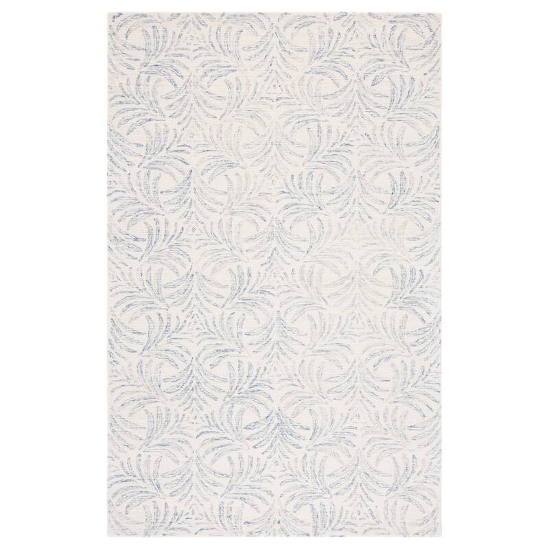 SAFAVIEH Handmade Jardin Hazan Wool Rug - 6' Square - Ivory/Blue