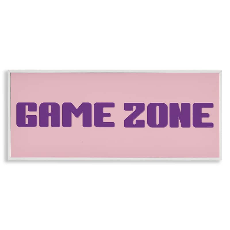 Stupell Game Zone Purple & Pink Framed Giclee Art Design By Yass Naffas Designs - 30 x 13 - White