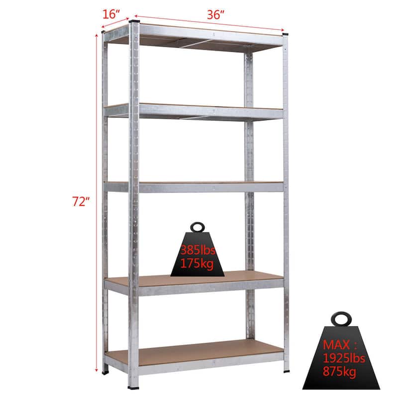 Costway 71'' Heavy Duty Storage Shelf Steel Metal Garage Rack 5 Level - 1 pc