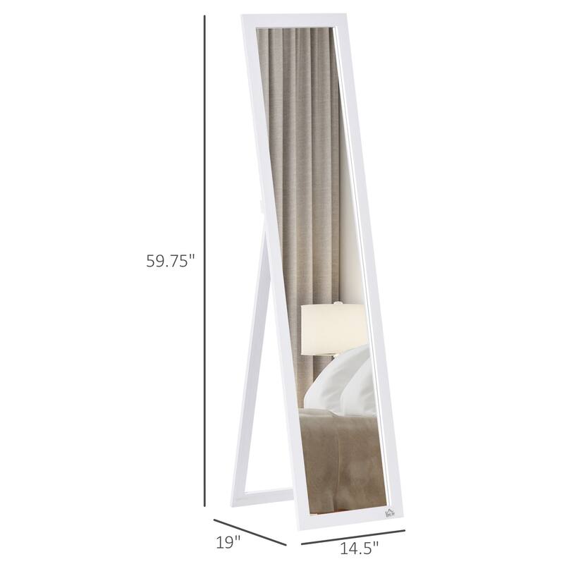 HOMCOM Full Length Mirror Floor Standing or Wall-Mounted, Rectangle Dressing Mirror for Bedroom, Living Room, White