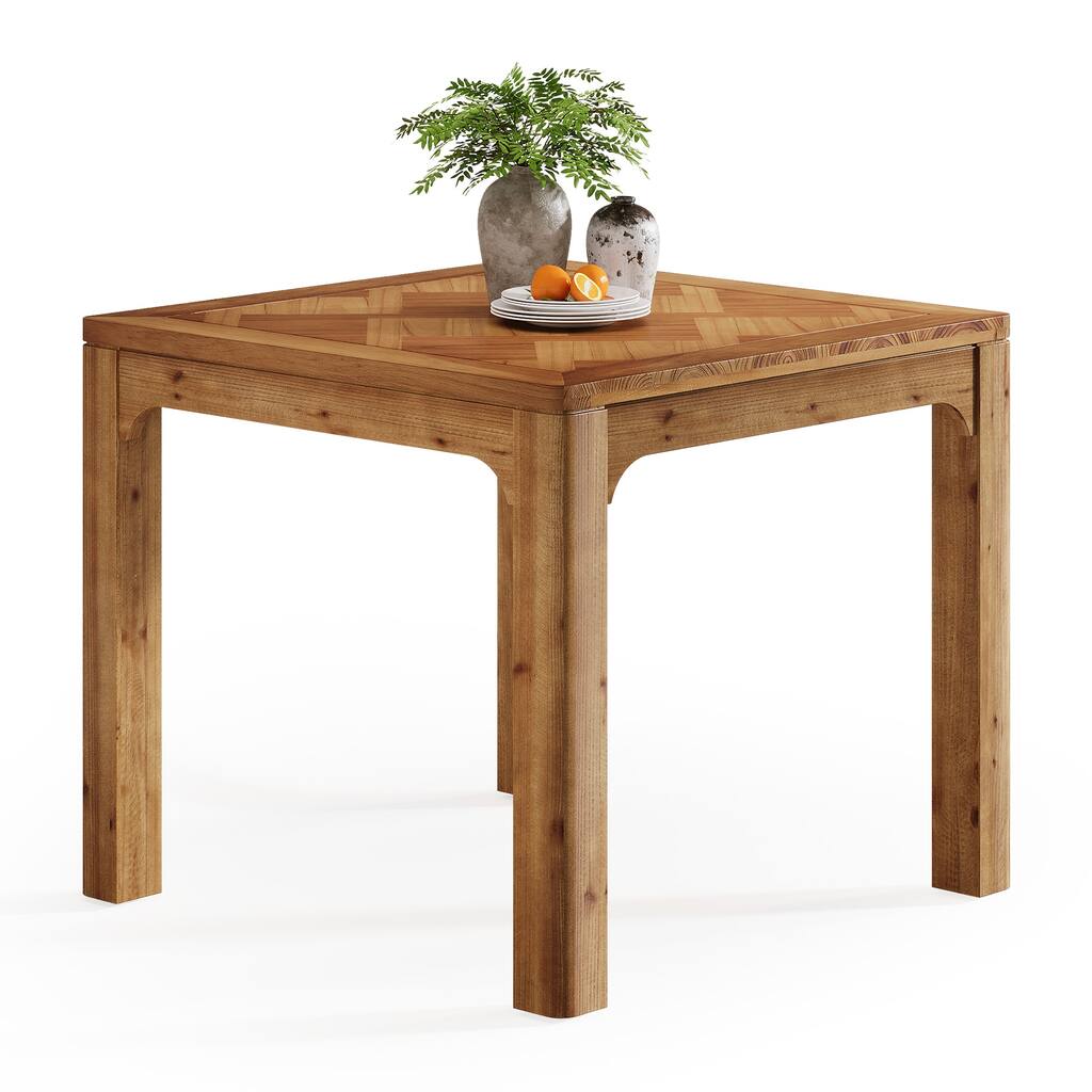 31.5" Square Farmhouse Dining Table, Solid Wood Rustic Kitchen Table