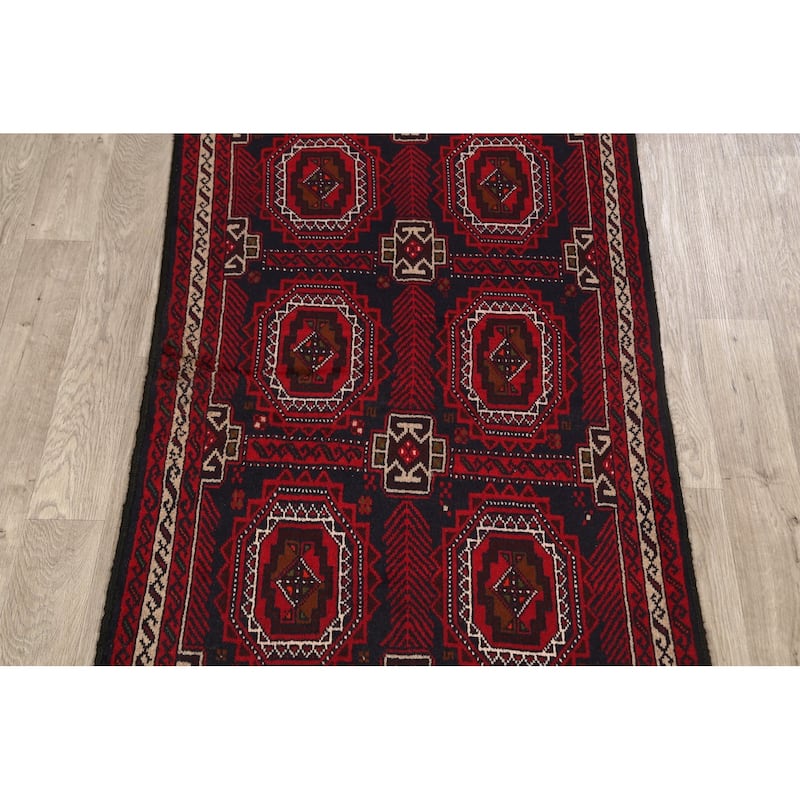 Tribal Geometric Balouch Afghan Oriental Area Rug Wool Hand-knotted - 3'5" x 6'2"
