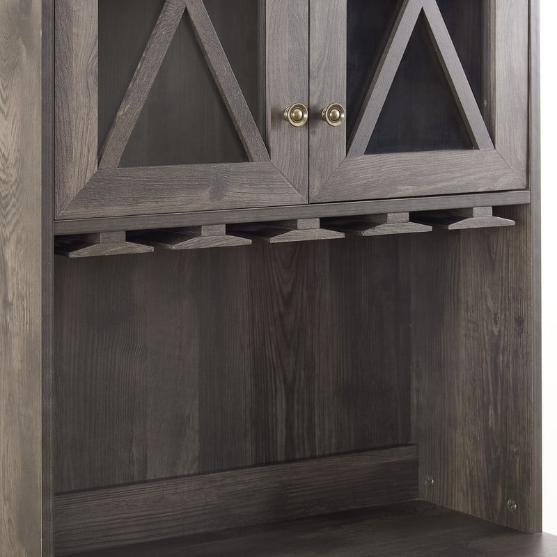 Farmhouse Style Wood Tall Bar Cabinet with Wine Fridge,Kitchen Cabinet Storage Pantry