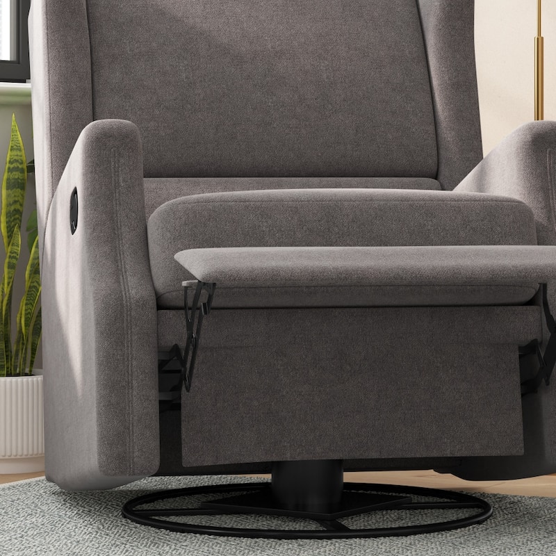 Wingback Upholstered Manual Recline Rocking Swivel Glider Chair