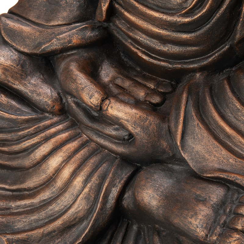 Glitzhome Zen-Style MgO Meditating Garden Buddha Statues Monk Sculpture Indoor Outdoor