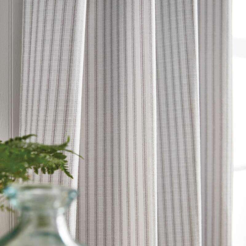 Martha Stewart Ticking Stripe Back Tab Curtain Panel Pair