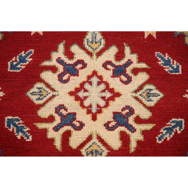 Red Kazak Oriental Rug Handmade Wool Carpet - 3'5"x 4'9"