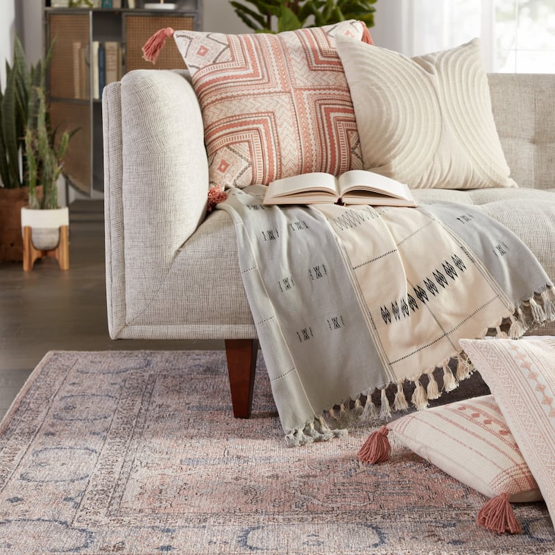Lautner Light Taupe Geometric Throw Pillow