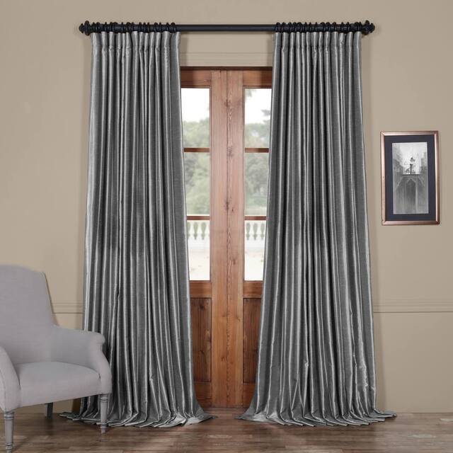 Exclusive Fabrics Blackout Extrawide Faux Dupioni Curtain (1 Panel) - 100 x 108 - Storm Grey