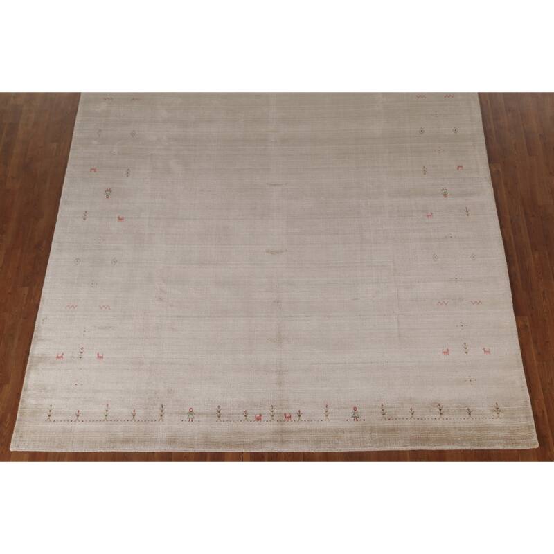 Tribal Gabbeh Oriental Area Rug Hand-Knotted Wool Carpet - 8'1" x 9'9"