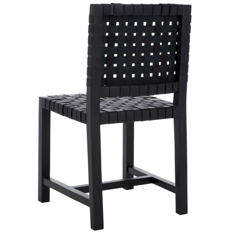 SAFAVIEH Arlene Solid Wood & Leather Dining Chair (Fully Assembled) - 18.3 In. W x 20.3 In. D x 33.7 In. H - 18Wx20Dx34H