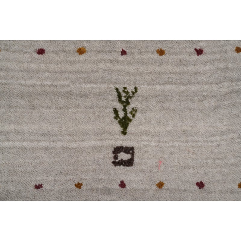Hand Knotted Oriental 100% Wool Carpet Tribal Animal Pictorial Beige & Ivories Gabbeh Runner Rug - 9' 0'' X 2' 9''