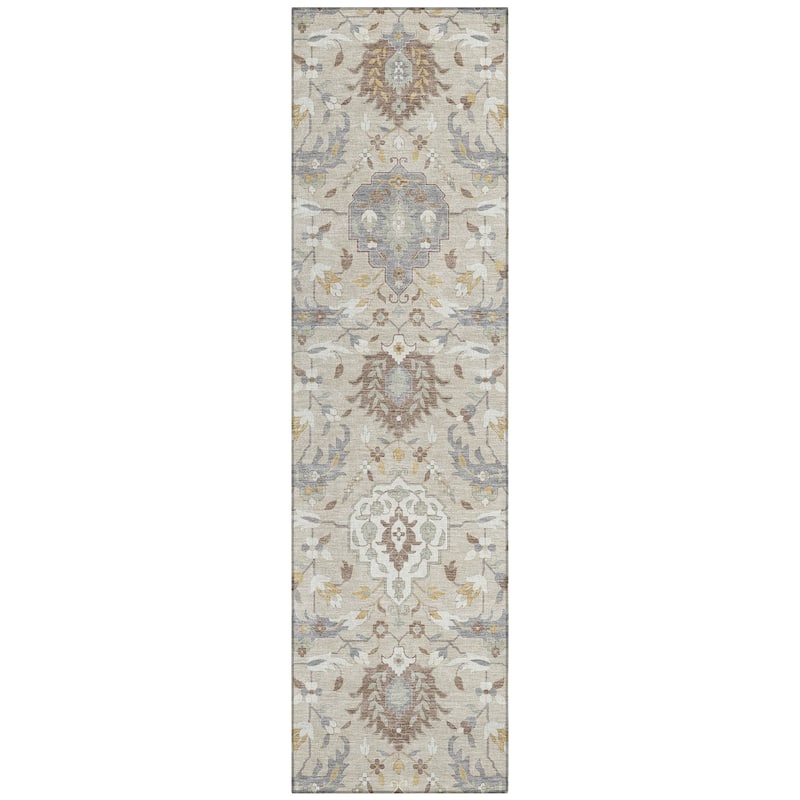 Machine Washable Indoor/ Outdoor Traditional Kashan Chantille Rug