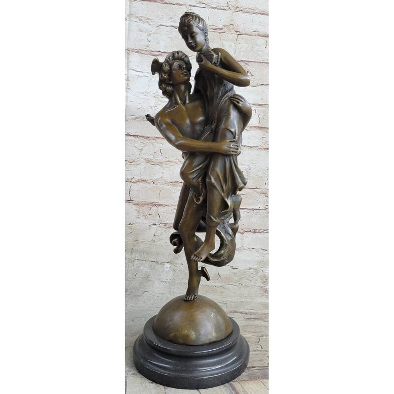 Hermes Flying Mercury And Pandora Bronze Sculpture Statue Figurine By Brousse