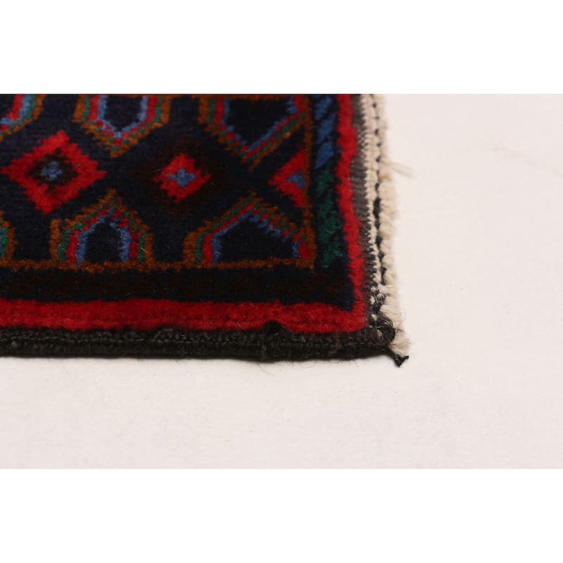Teimani Navy, Red Rug 3'11" x 6'11" - 3'11 x 6'11