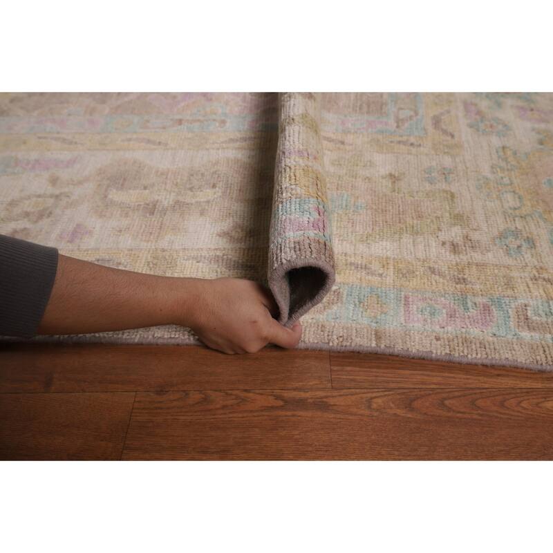 Brown Vegetable Dye Oushak Turkish Area Rug Handmade Wool Carpet - 9'1"x 12'8"