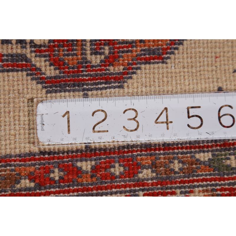 Geometric Kazak Foyer Rug Handmade Oriental Beige Wool Carpet - 2'0"x 3'0"