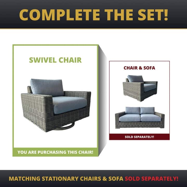 Kinger Home Larry 1-Piece Wicker Patio Swivel Chair